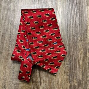 Keith Haring Silk Necktie Red Barking Dog Pop Art Designer Tie Mens